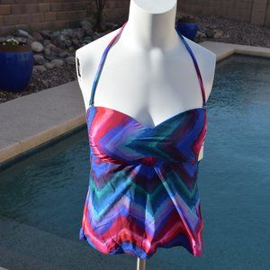 NWT La Blanca Size 6 Tankini in Chevron pattern